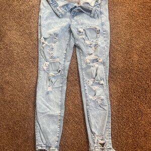 American Eagle Outfitters Light Blue Distressed Skinny Jeans